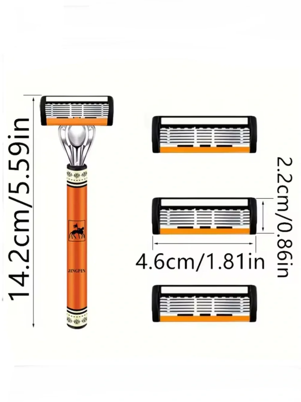 L🌺W. Start 👀Men's Orange Safety Razor with 3 Replacement Cartridges